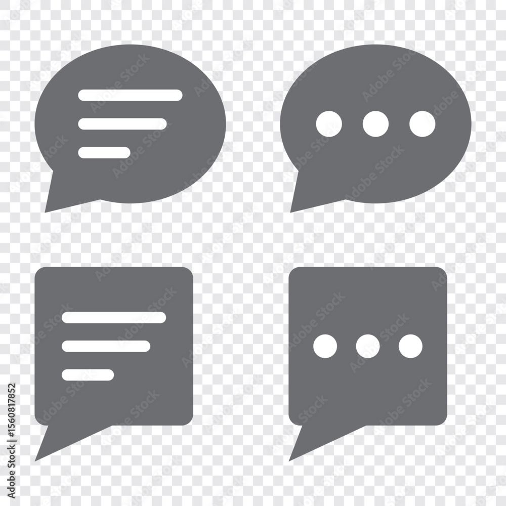 Poster text message icon set in line style. chat message symbol, chat speech bubble, social media message s