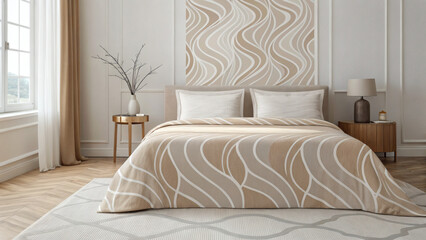 Modern Seamless Pattern for Bedding with Soft Neutral Waves
