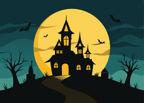 halloween background with haunted house