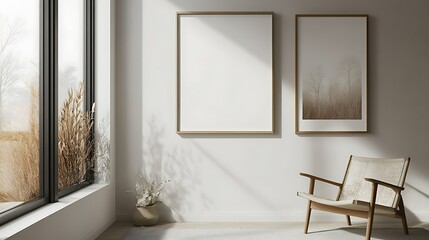 modern room with white walls and chair