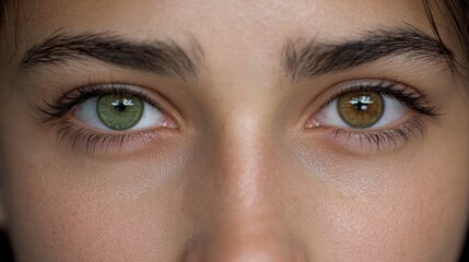 Fototapeta premium Full face portrait of a person with heterochromia eyes, beautiful facial features, soft lighting