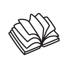 Doodle open book icon hand drawn with thin line in minimalistic style. Vector illustration isolated on white background