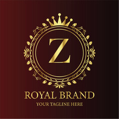 Golden vintage vector label with ribbon, a premium quality award illustration LOGO Z
