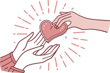 hands holding heart icon illustration