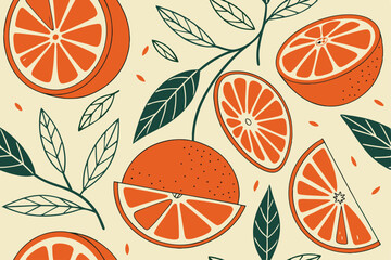 seamless pattern with oranges trendy summer backg