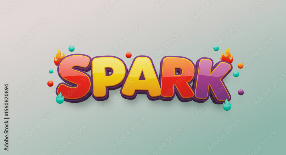 Poster vibrant 3d spark text effect a colorful and energetic design element