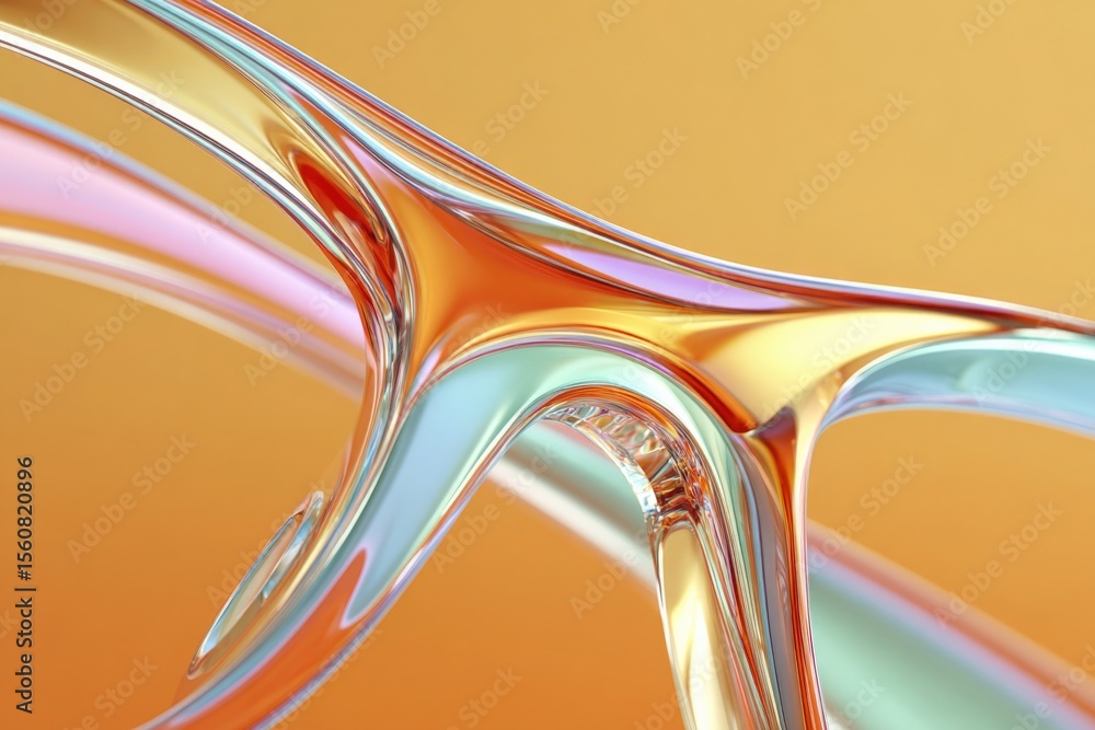 Poster Abstract Colorful Fluid Art with Dynamic Liquid Swirls and Smooth Glossy Surface in Bright Warm Tones for Creative Design and Backgrounds