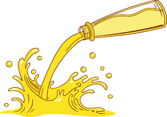 splash of juice or yellow water isolated Vector