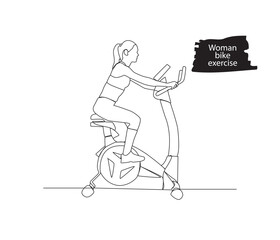 Continuous line drawing of a woman doing bike exercise vector illustration	
