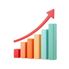 Fototapeta premium 3d render of upward trend graph isolated on transparent background