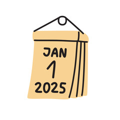 Doodle calendar schedule icon hand drawn in a modern minimalistic style isolated on white background. Vector illustration