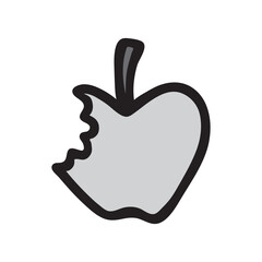 Apple doodle icon hand drawn with black line in freehand style and colored monochrome grey. Vector illustration isolated on white background