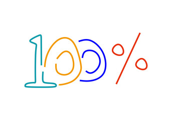 Colorful hand-drawn "100%" text with underline