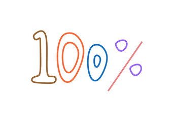 Colorful hand-drawn "100%" text with underline