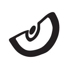 Obraz premium Apple slice doodle icon hand drawn with black line in freehand style. Vector illustration isolated on white background