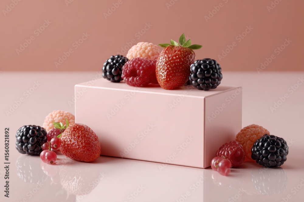 Aufkleber assorted fresh berries including strawberries raspberries blackberries and red currants on white geo