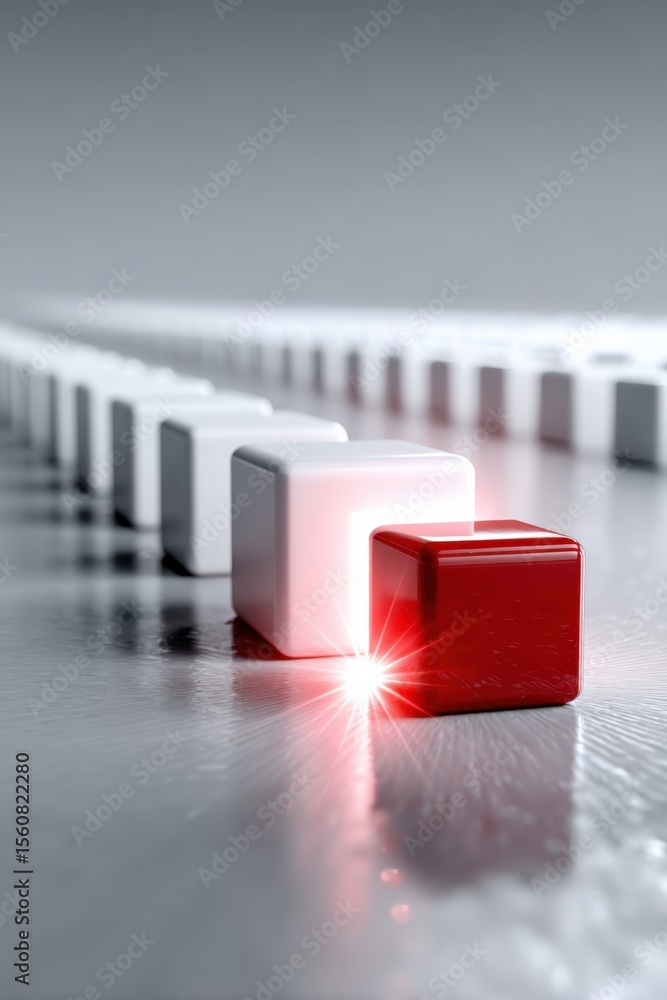 Poster close-up of a digital piano keyboard focusing on a red illuminated key with other white keys extendi