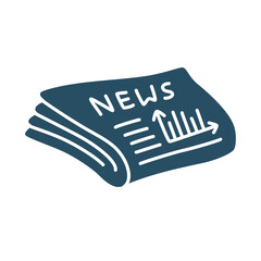 Doodle newspaper icon hand drawn in a modern minimalistic style isolated on white background. Vector illustration