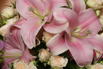 mixed flower bouquet of various types of flowers and colors