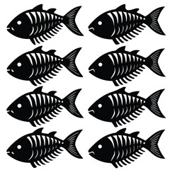Fototapeta premium Fish Bones Skeletons Set