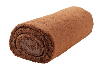 Delicious chocolate Swiss roll isolated on white background