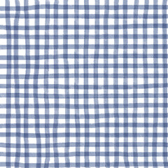 Navy Blue Plaid Gingham Check Hand Drawn Background Pattern Overlay