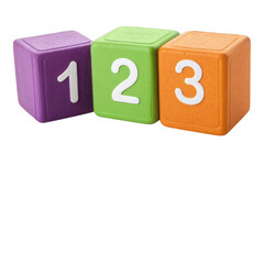 3d realistic number blocks for kids isolated on transparent background