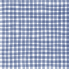 Navy Blue Plaid Gingham Check Hand Drawn Background Pattern Overlay