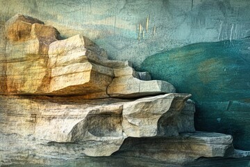 Eroded sandstone cliff face with layered texture, showing time and geological processes.