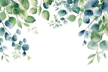 Watercolor eucalyptus border