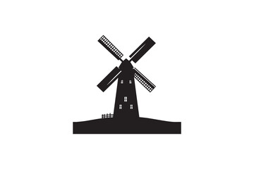 Obraz premium A Windmill silhouette with a simple, understated design set against a white background 