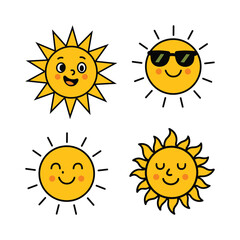 Cute Smiling Cartoon Sun Character Vector Art 