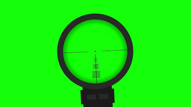 Sniper rifle optical scope animation on green screen