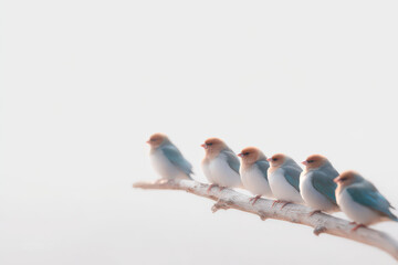 serene depiction of southeast asian birds perched gracefully on branches