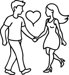 Romantic Couple Line Art Stock