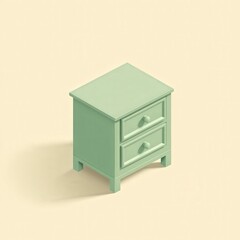 Obraz premium Mint green dreams a bedside cabinet rests peacefully on a cream-colored surface, casting a gentle shadow
