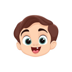 Cartoon illustration of a smiling child with brown hair and fair complexion