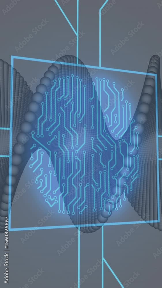 Poster Animation of medical data processing and processor socket over dark background