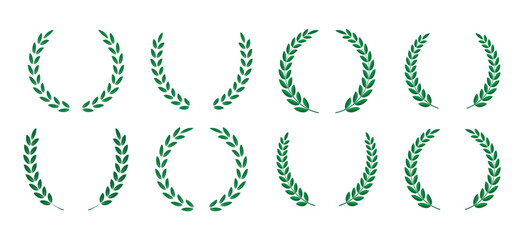 Green Laurel leaves vector circle with branch 