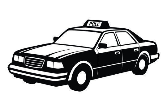 Black and White Vector Illustration of a Vintage Sedan with a POLC Topper