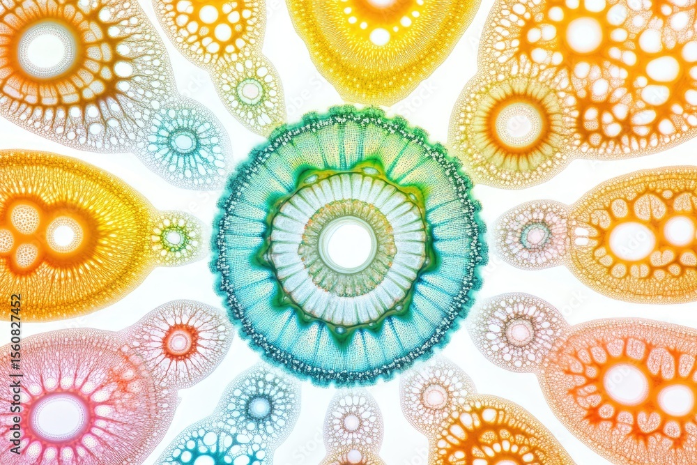 Aufkleber abstract colorful mandala-like pattern with concentric circles and intricate details, resembling mic