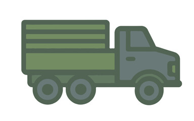 Cartoon military truck icon on white background
Vector image weapon