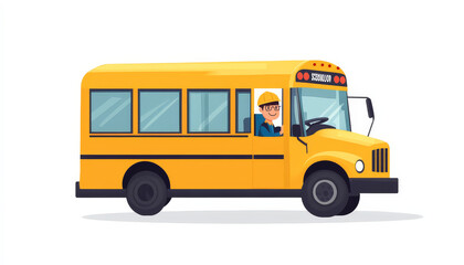 Flat Style Illustration School Bus Driver