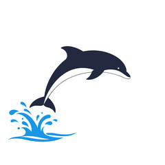 Naklejka premium Minimalist Abstract Jumping Dolphin Illustration