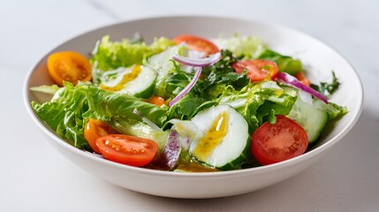 Salad with tomatoes, cucumbers, and onions