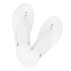 white women's summer flip flops isolated on white background.
