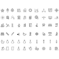 Laboratory vector icon set. lab illustration sign collection. tests symbol. Chemistry web icons. 