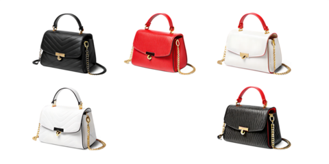 Red white handbags isolated on a transparent background