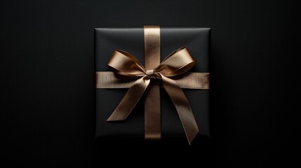 Elegant black gift box with gold ribbon.