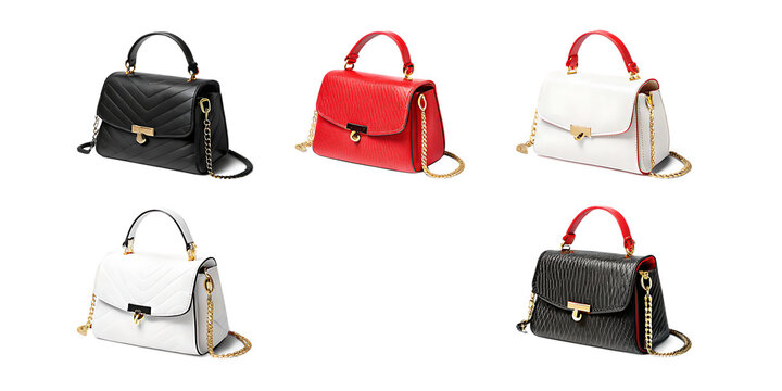 Red white handbags isolated on a transparent background